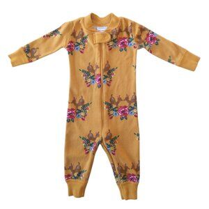 HANNA ANDERSON | 3-6 Month Organic Cotton Full Zip Snap Button Baby Onesie